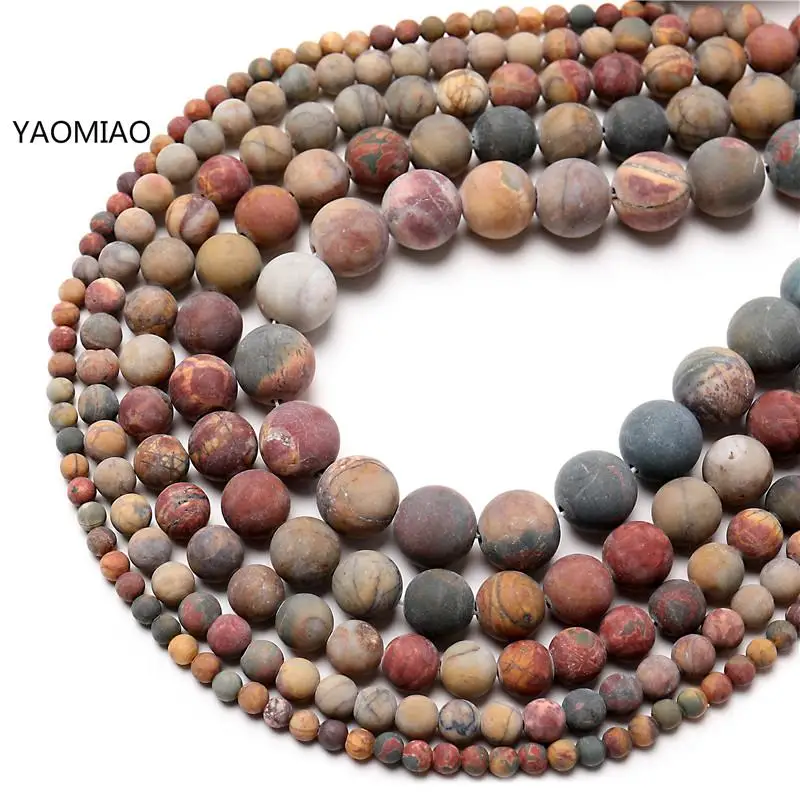 

4mm 6mm 8mm 10mm 12mm natural stone beads dull polish matte picasso stone round loose beads for jewelry making 15inches