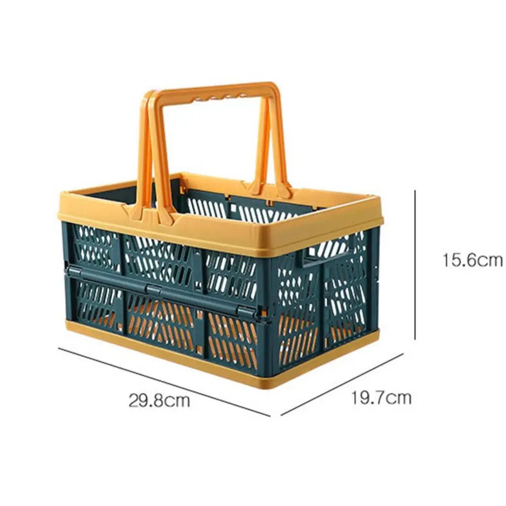 Home Collapsible Shopping Basket Plastic Folding Storage Crate with Handle Milk Toys Food Clothes Books Holder