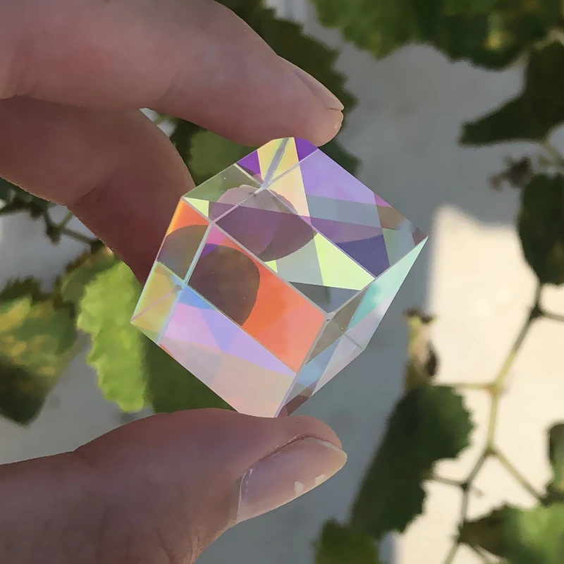 Dichroic Glass X-Cube Prism 20*20*17mm Photographic color Gift Optical Beam Combiner Light