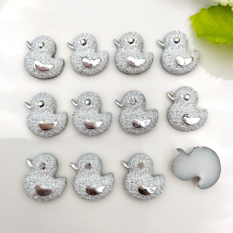 50pcs DIY Silver Duck Rhinestone Flatback  Gems Stone for Crafts Clothing Dress Decoration