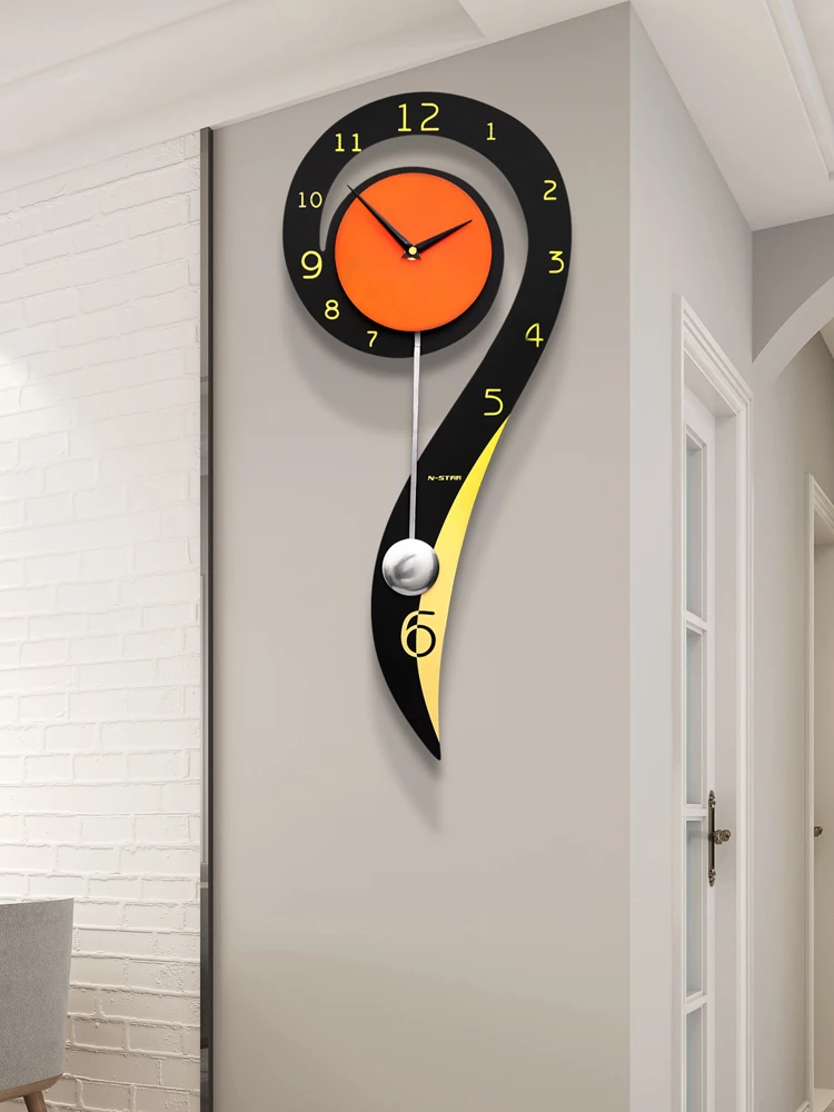 Question mark idyllic silent swing clock fashion living room wall watch cute personality decoration household quartz wall clock