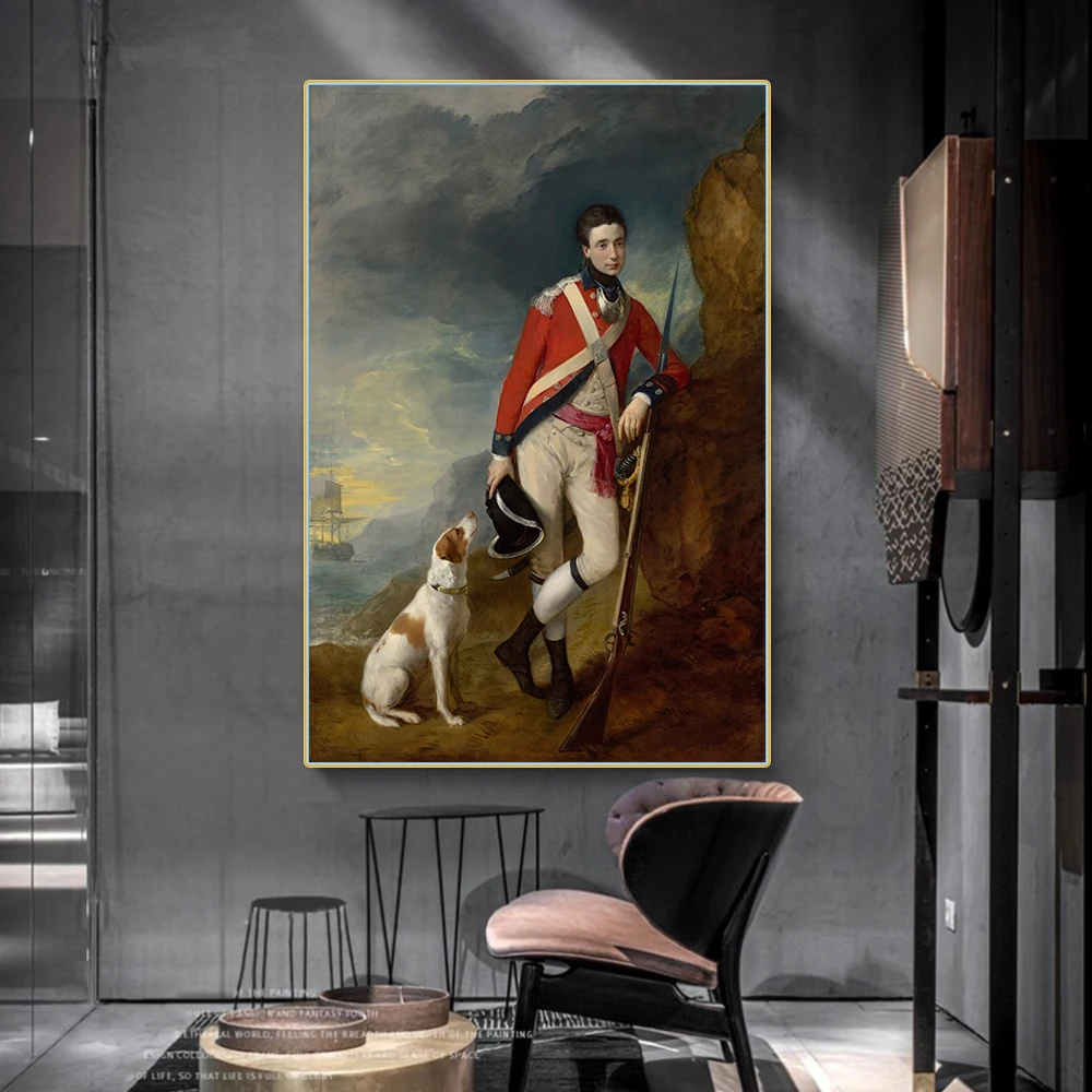 Citon Thomas Gainsborough《An officer of the 4th Regiment of Foot》Canvas Art Oil Painting Art Picture Wall decor Home Decoration