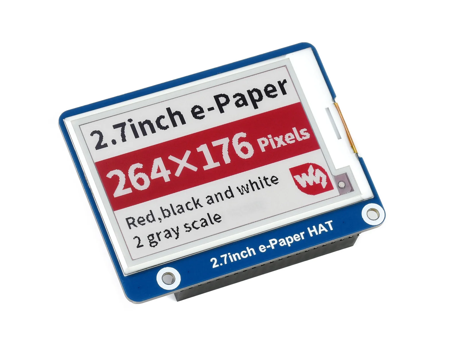 Waveshare 2.7Inch E-Papier E-Ink Display Hoed (B) Voor Raspberry Pi, 264 × 176 Pixels, Rood/Zwart/Wit Drie-Kleur, Spi-interface