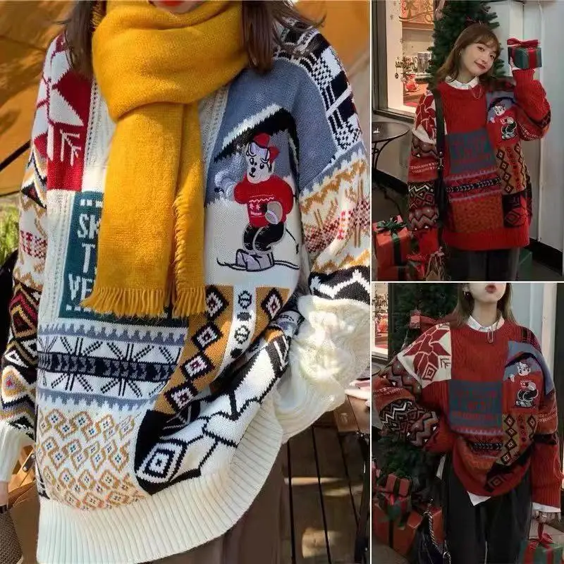 Ugly Men Sweater Fashion Spring Streetwear Casual Gengar Clothing Christmas Pullovers Student Women Y2K Oversize Knitted Sweater