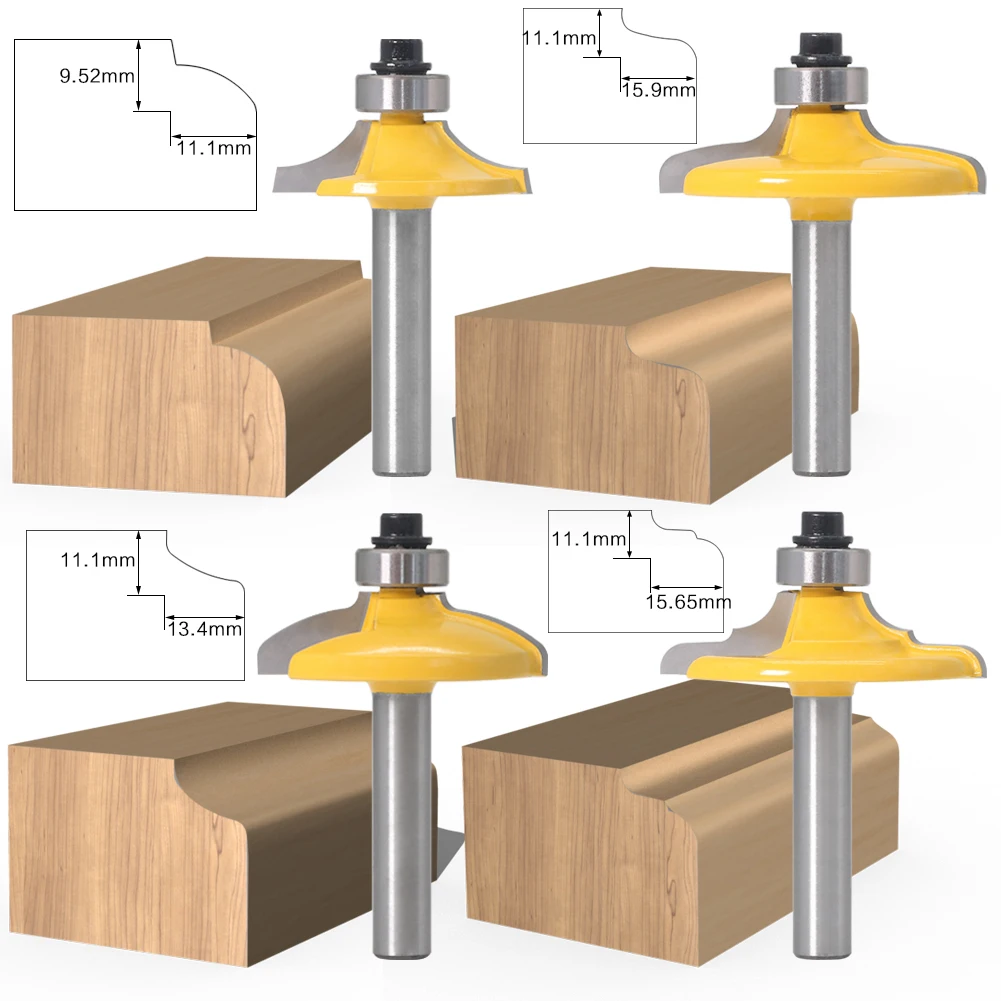 4PC 8mm Shank Drawer Front & Cabinet Door Front Router Bit Set - woodworking cutter woodworking bits