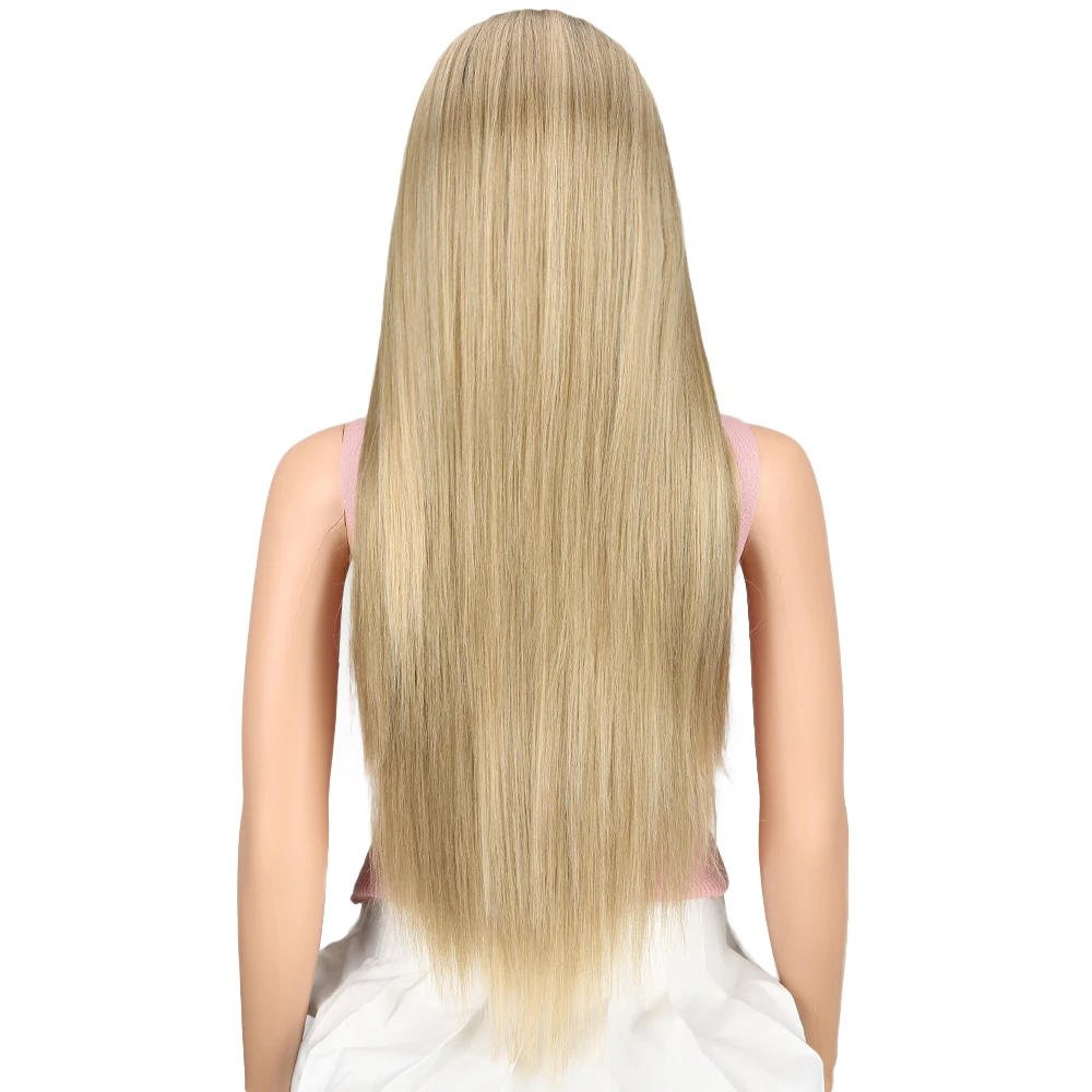 FASHION IDOL 13X4 Lace Front Wig For Black Women 32 Inch Heat Resistant Straight Wigs Blonde Natural Synthetic Wigs Cosplay Hair