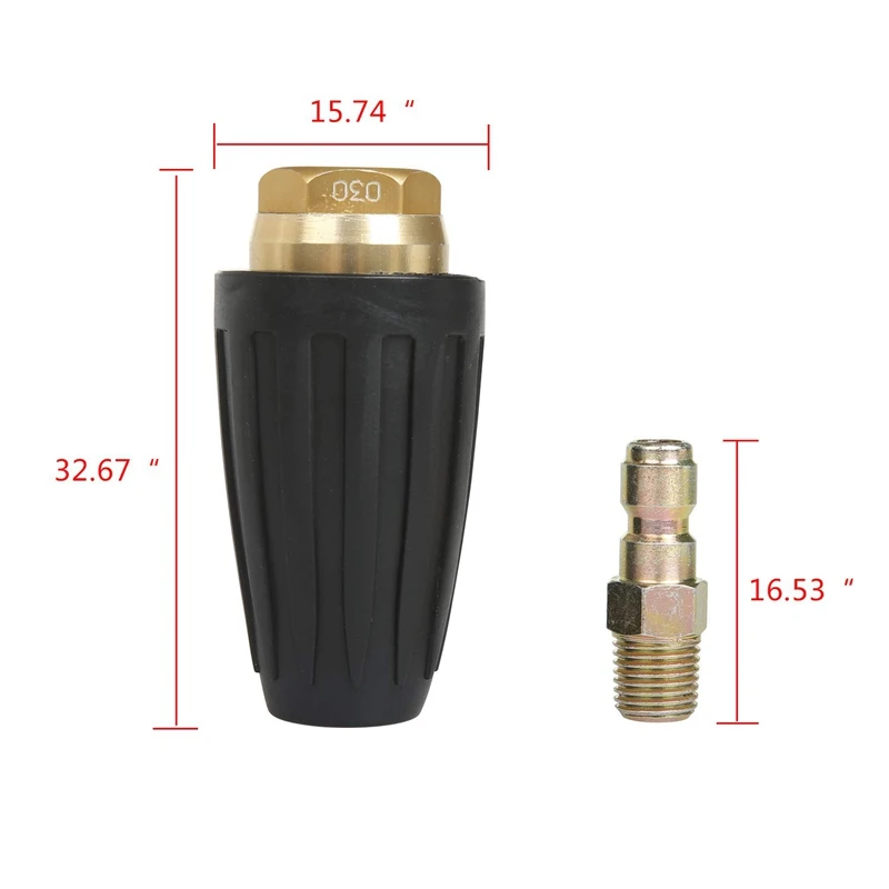 Universal Pressure Washer Turbo Nozzle For High Pressure Outlet Fitting Rotary 3.0 Orifice 1/4 Inch Quick-Connect Plug Spray Fla