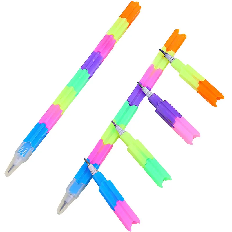 

1pcs Creative Rainbow Multifunction Building Blocks 8 Section Personalized Pencil For Kids Fashion Colorful Toy School Supplies