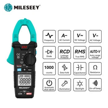 Mileey clamp meter AC DC 600A current multimeter true RMS high precision current 10000 counts resistance frequency tester