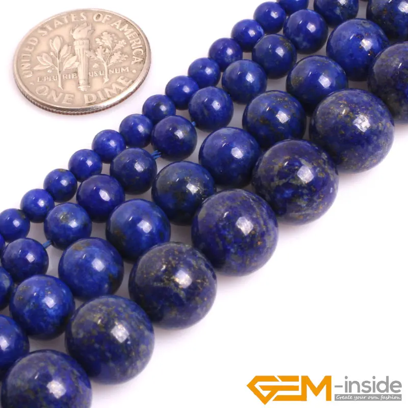 Round Genuine Blue Lapis Lazuli Beads Natural Gem Precious Stone Beads DIY Loose Bead For Jewelry Making Strand 15