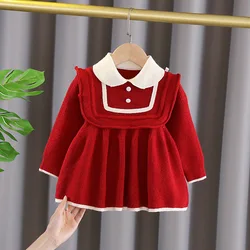 Spring girls baby clothes kids Christmas birthday gift dresses for toddler girls baby clothing knitted sweater pullover dress