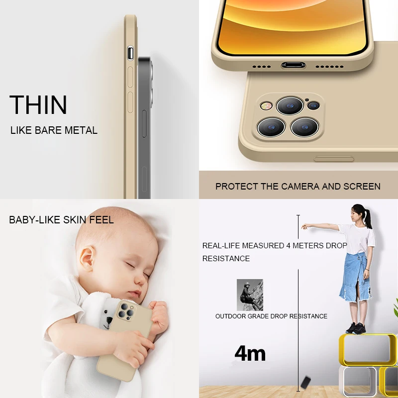 الفاخرة مربع قضية الهاتف ل شاومي Mi POCO F3 Redmi نوت 7 8 9 10 9A K30 K40 برو الأصلي السائل سيليكون للصدمات لينة غطاء