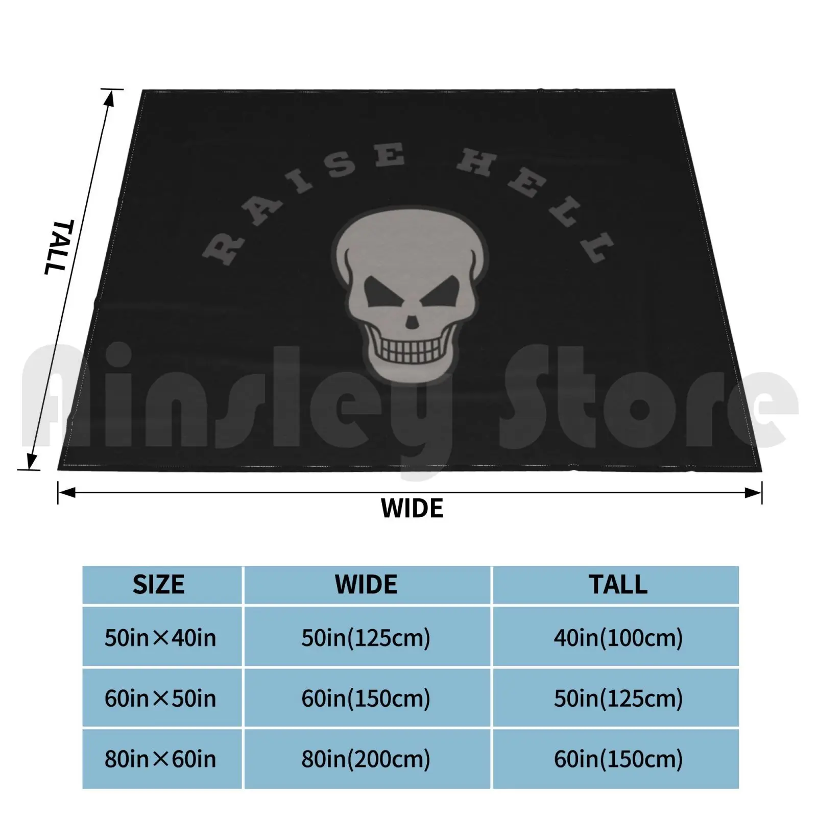 Raise Hell Skull Blanket Fashion Custom Skull Raise Hell Biker Motorcycle Club Steve Austin Coll