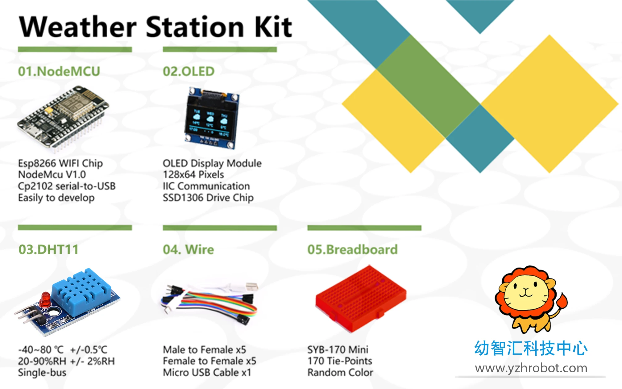 ESP8266 Weather Station  DIY Kit with Temperature Humidity  OLED 0.96 Display for Arduino IDE IoT Starter Nodemcu Demo Board