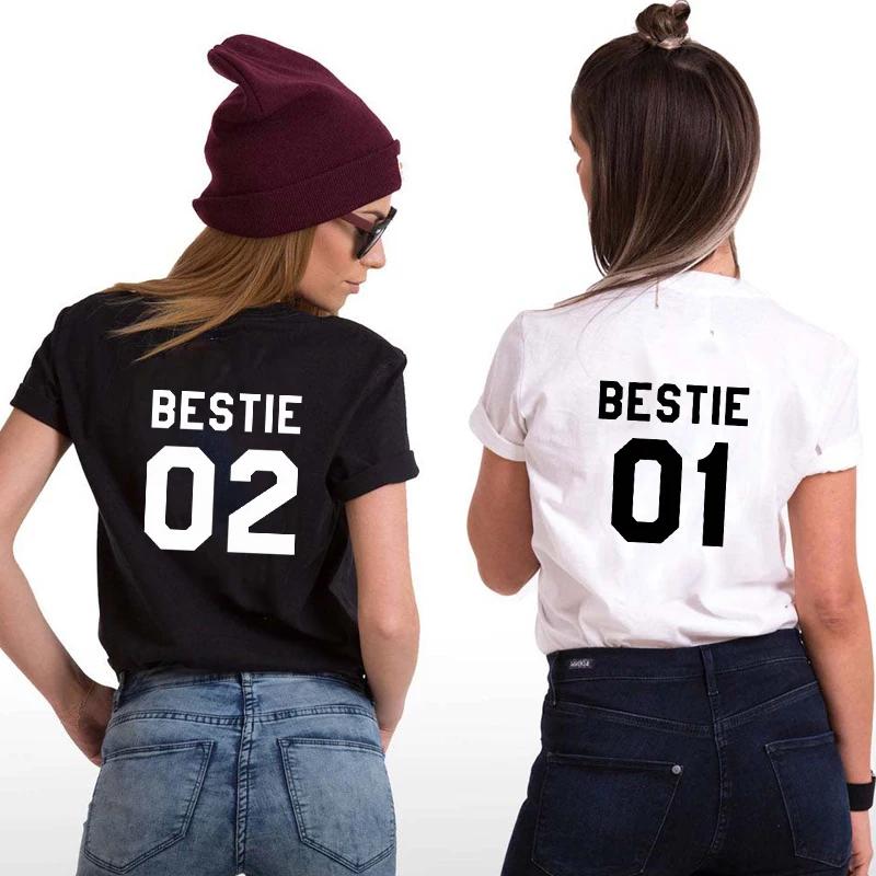 Bestie 01 Bestie 02 T-shirt Funny Best Friend Gift Tshirt Casual Women Short Sleeve Matching Bff Top Tee Shirt Dropshipping