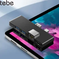 tebe concentrador USB para Microsoft Surface pro 6/4/5 6 en 1 USB/Mini DP a 4K adaptador HDMI/100Mbps Ethernet/USB3.1/SD TF Hub Splitter