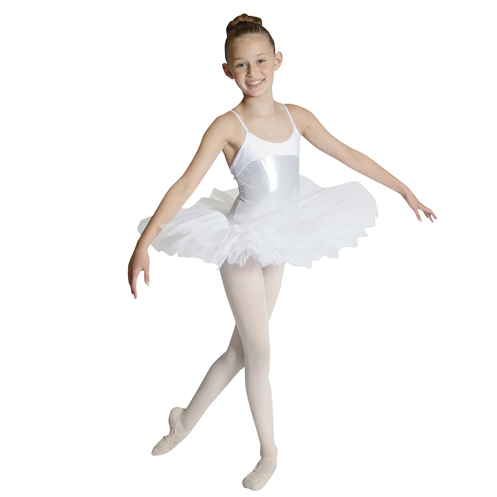 

Girls White Ballet Tutus Nylon/Lycra Camisole Leotard Hard Tulle Skirt Kids Classical Professional Dress