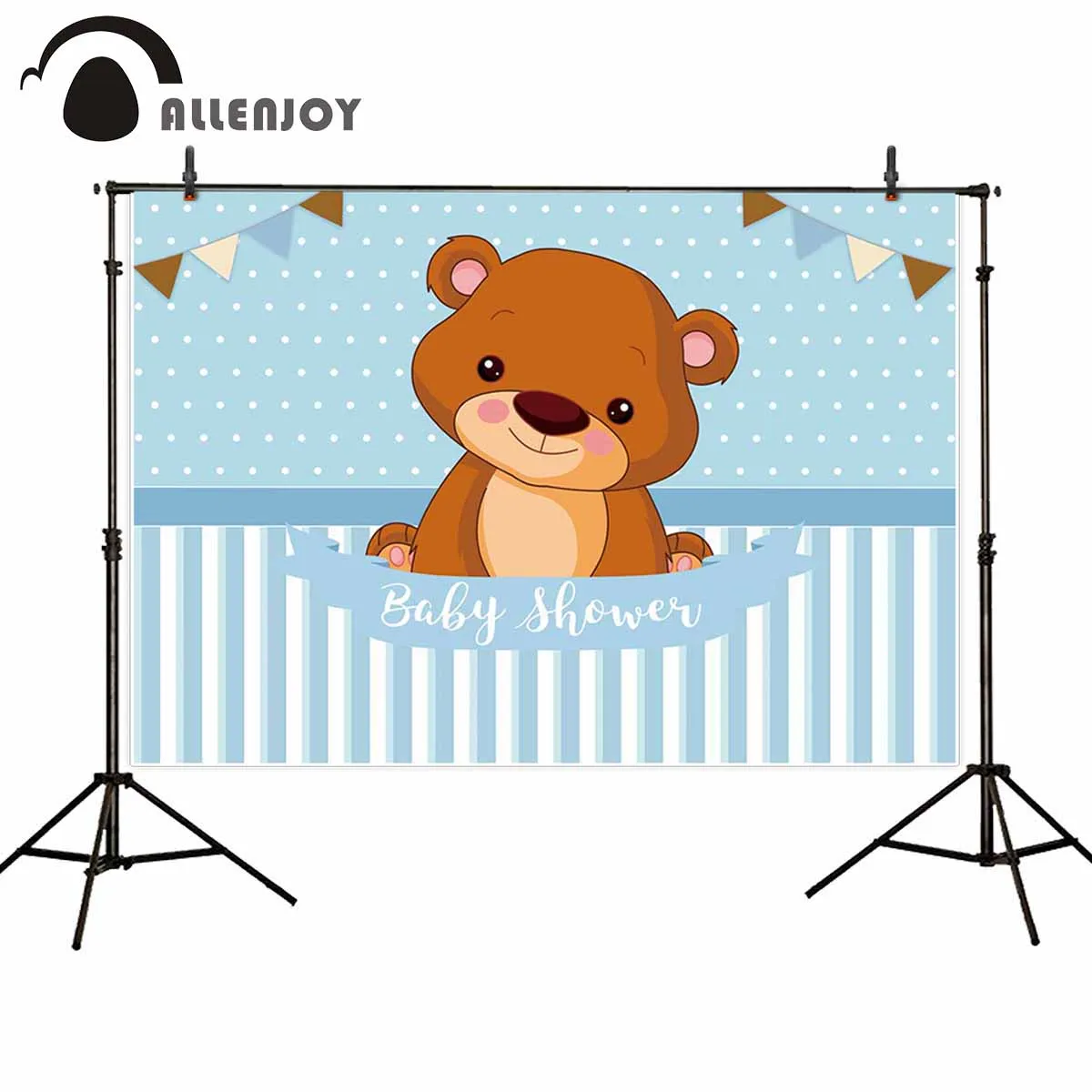 Allenjoy party photography backdrop bear flag stripe dots baby shower birthday background for photo boy photophone photocall new