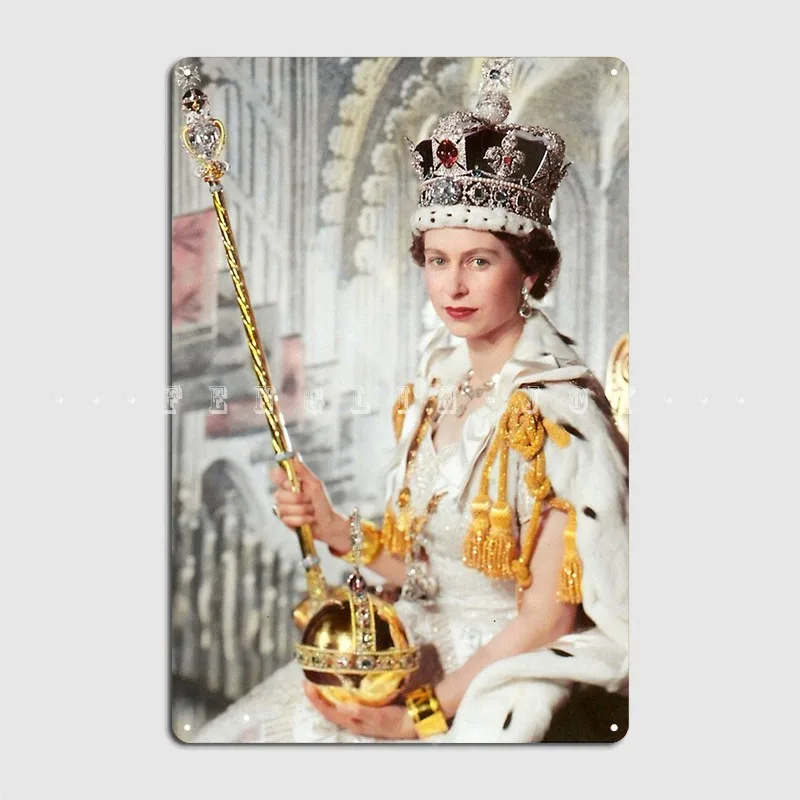 Queen Elizabeth Crown Jewels Metal Sign Club Home Bar Cave Decoration Wall Plaque Tin Sign Posters