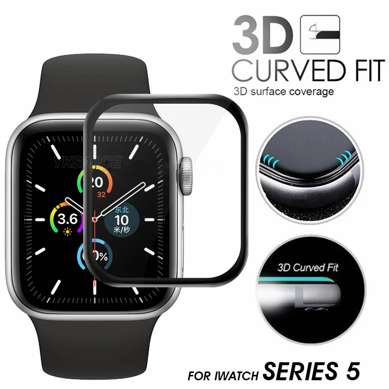 3D Full Glue Cover Tempered Glass For Apple Watch 4 5 6 SE 40mm 44mm 7 8 9 41mm Screen Protector iWatch Series 2 3 38/42mm