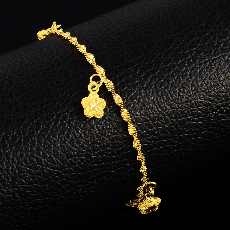 24K Real Gold Bracelet 5 Stars Pendant Bracelet Gold Plated for Women\'s Wedding Jewelry Gifts