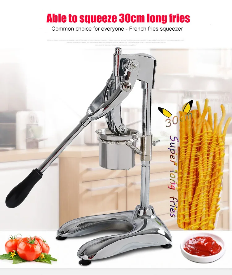 Commerciale in acciaio inox Lungo 30 CENTIMETRI di Patate chip Spremiagrumi Macchina Francese Patatine Fritte Manuale Frese e taglierine per micro SIM Fritto Patatine fritte macchina
