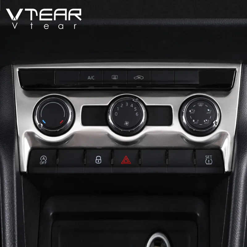 Vtear for Skoda Karoq Accessories Car Interior Air Conditioning CD Console Panel Cover Trim Frame Decoration Mouldings Auto 2023