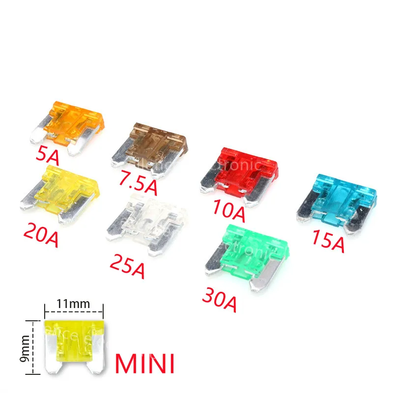 10pcs Car Fuse Mini Small Medium 5A 7.5A 10A 15A 20A 25A 30A 35A 40A Amp Clip Fuse for Car Truck