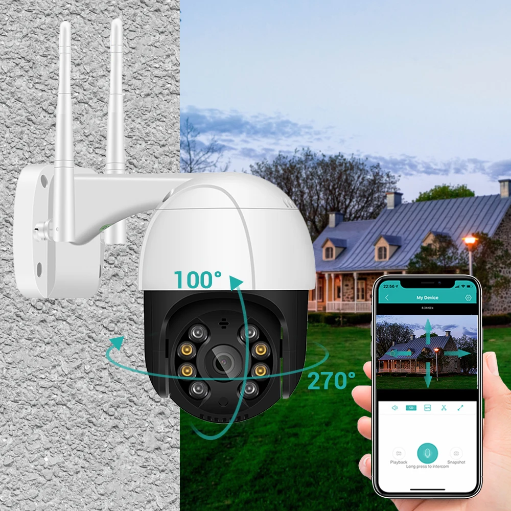 Câmera WiFi Mini PTZ, Rastreamento Automático, Detecção Humana AI, ONVIF, Câmera IP Sem Fio, Zoom Digital 4x, Fonte de Luz Dupla, ICSEE, 5MP
