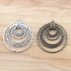 2pcs Antique Bronze/Silver Color Multi-Circles Charms Pendant  For Women DIY Necklace Jewelry Findings Making 45*50mm