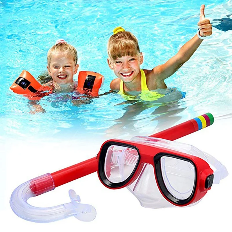 Children Snorkel Goggles Suction Tube Set PVC Non-Toxic Clear Explosion-Proof  Glasses Adjustable Belt Summer Diving Equipment