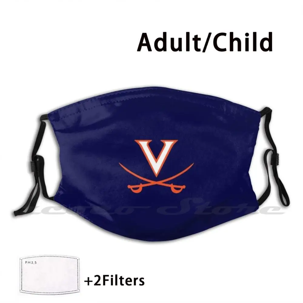 Kain Topeng Logo Uva Cavaliers Filter Cetak Dapat Digunakan Kembali Logo Universitas Uva Thomas Jefferson Rotunda