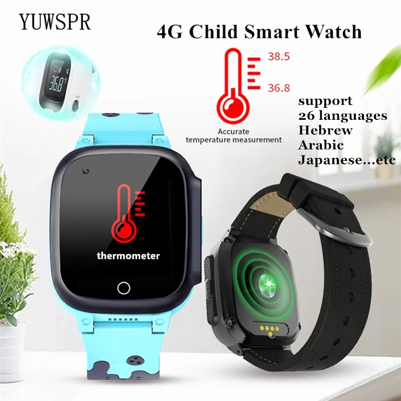 4G Children GPS Tracking Smart Watches Support Hebrew Body Temperature Video Call Listening Baby Kids SIM Phone Watch Clock LT25