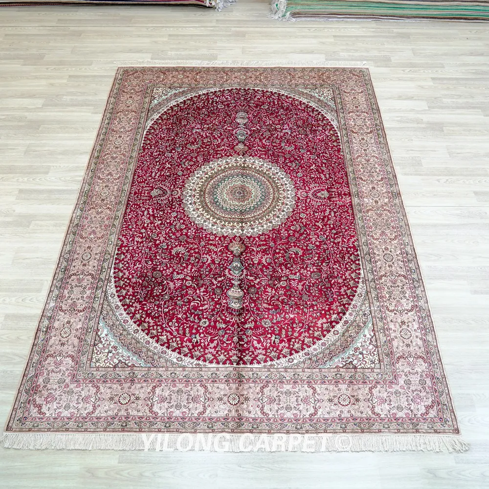 6'x9' Vantage Turkish Silk Carpet Exquisite Red Turkey Hand Knotted Silk Rug (SL138A)