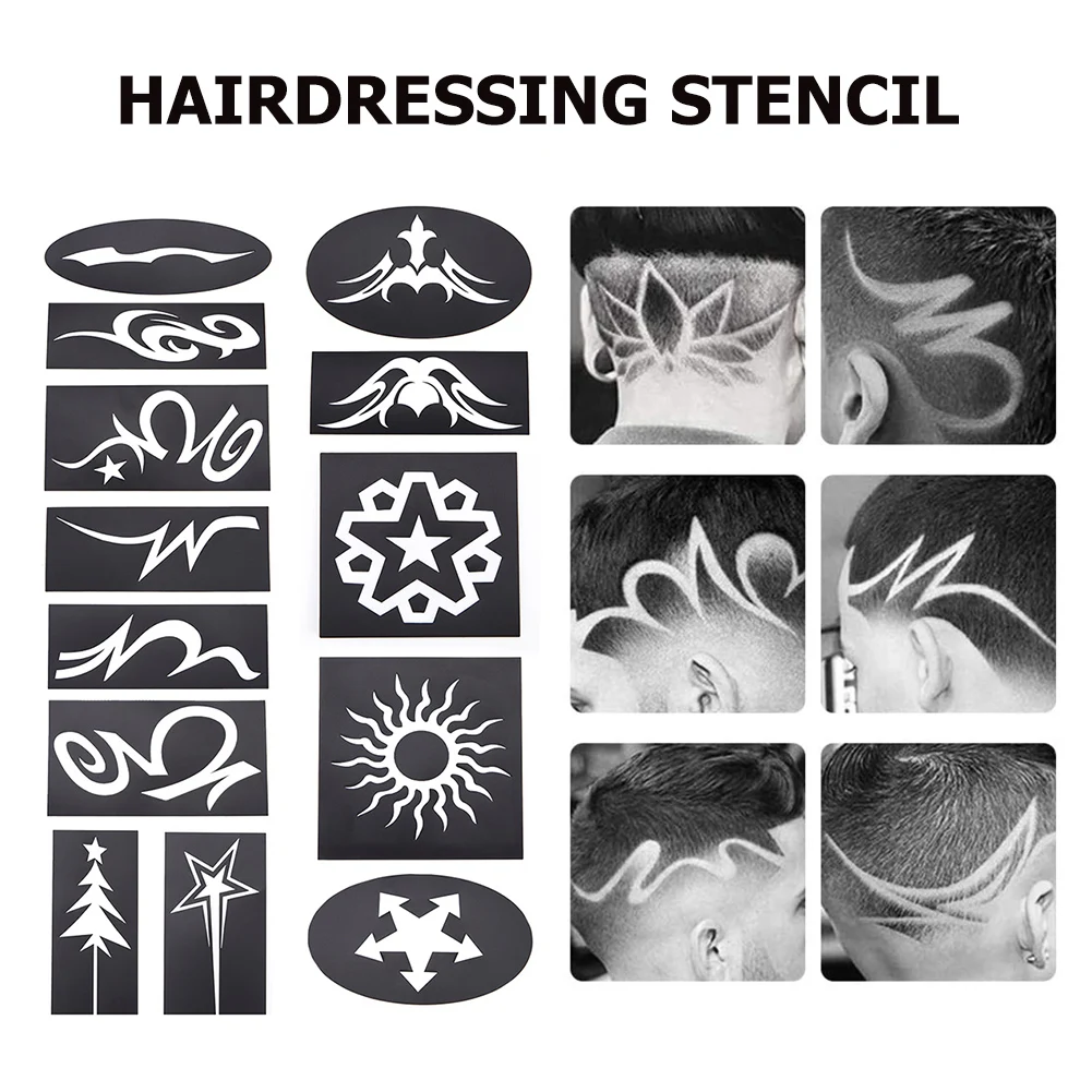 20pcs Salon Hair Styling Tattoo Template Stencil DIY Trimmer Tattoo Barbers DIY Hairdressing Model Styling Tools