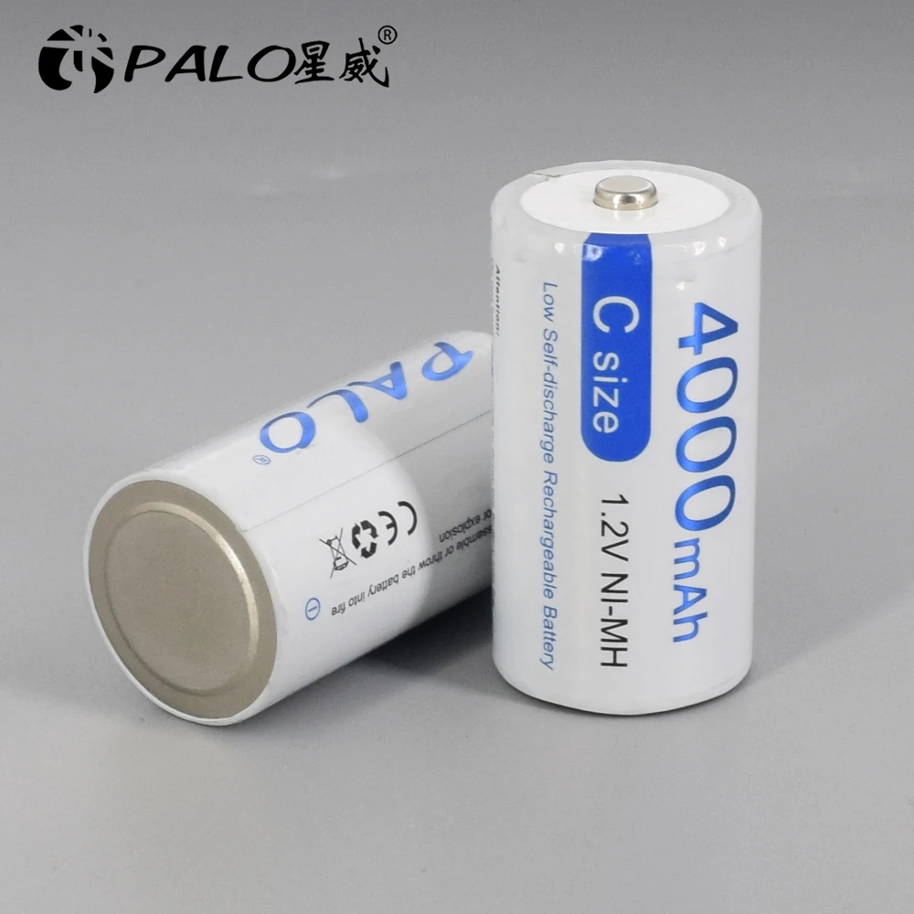 PALO 1.2V NI-MH C Size Rechargeable Battery 4000mAh R14 C Cell Type C LR14 Battery  Low Self Discharge Rechargeable C Battery