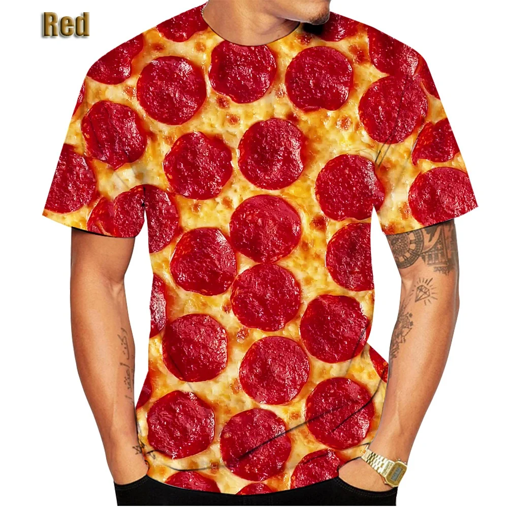 New Popular Summer Food Bacon Pizza Funny 3D Printed T-Shirt Womens/Mens Casual Short Sleeve Family Fashion Fast Food T Shirts