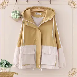 Windbreaker Jacket Women 2024 Spring Women Hooded Jacket Coats Zipper Trench Patchwork Woman Basic Casual Femme Jaqueta Feminina