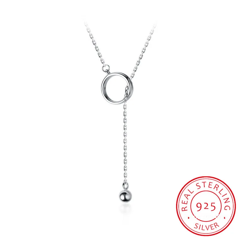 New 925 Sterling Silver Jingling Bell Tassels Circle Necklace Pendant Fashion Sterling Silver Jewelry Statement for Women Bijoux