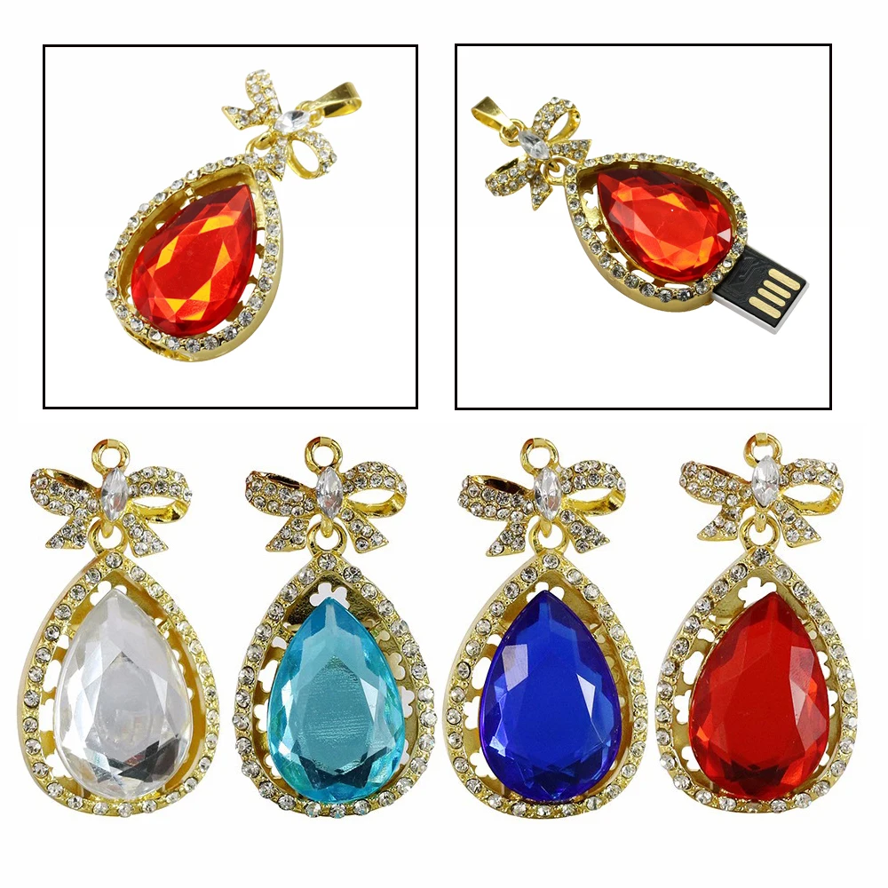 

Real Capacity Jewelry Drop Crystal Rhinestone USB Flash Drive USB 2.0 USB Memory Drive Stick Flash Drive Memory USB Drive