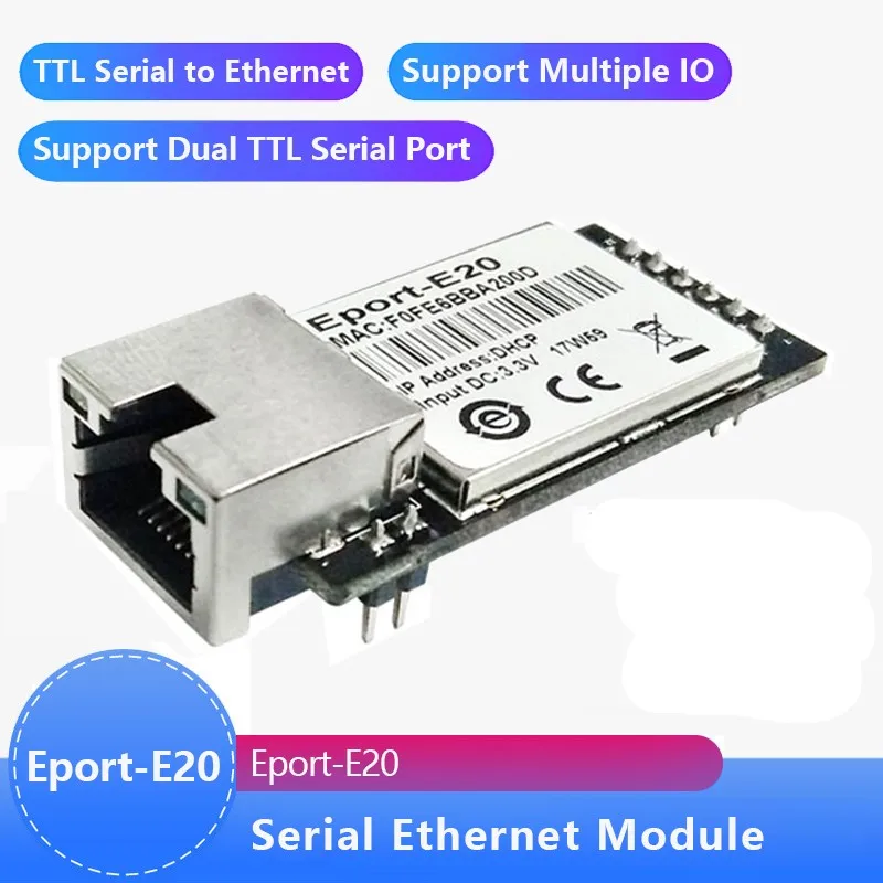 HF Eport-E20 Network Server Port FreeRTOS TTL Serial to Ethernet Embedded Module DHCP 3.3V TCP IP Telnet Wifi module