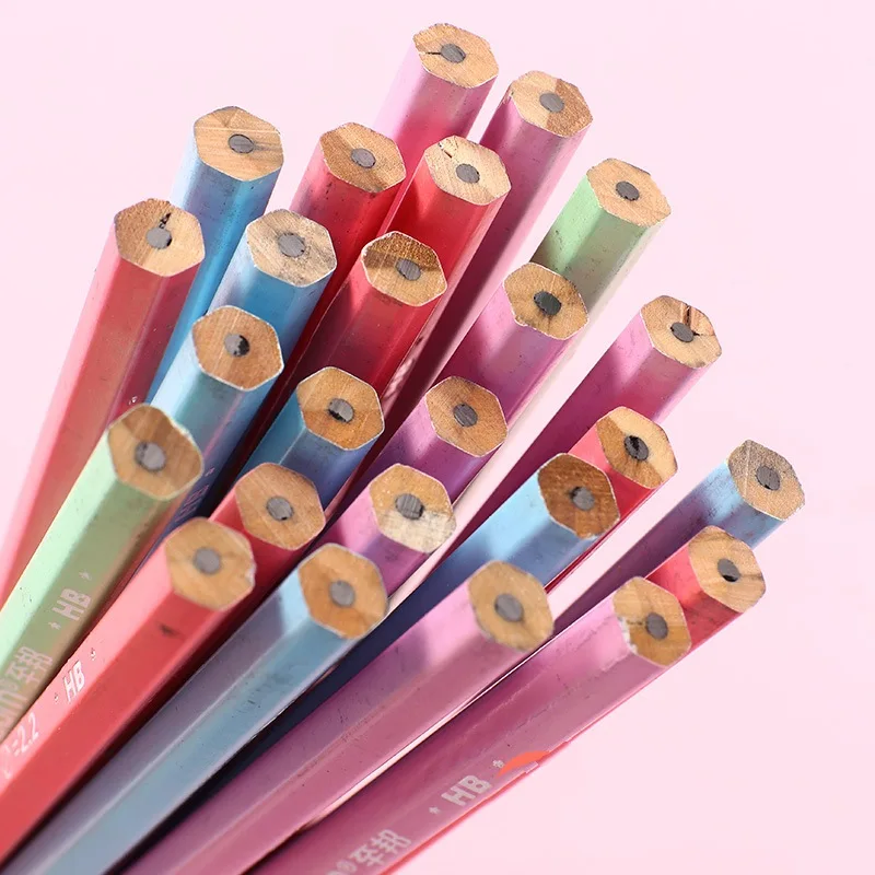 100pcs Kawaii Wood Pencils HB Graphite Pencil School Supplies Cute Stationery Kids Prizes morandi color pencil school items