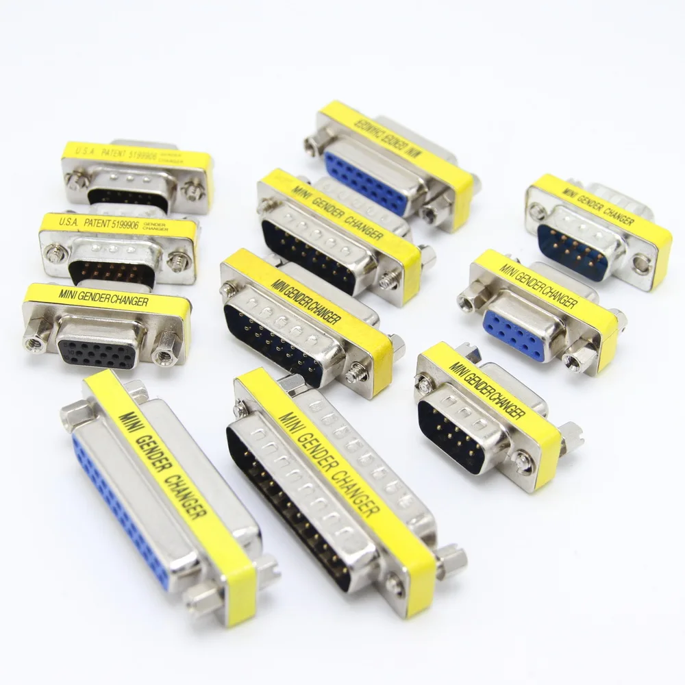 D-SUB DB9 DB15 DB25 Male Female Conversion Connector Adapter For LPT 25 Pin COM 9 Pin VGA 15Pin Mini Gender Changer Adapter 1Pcs