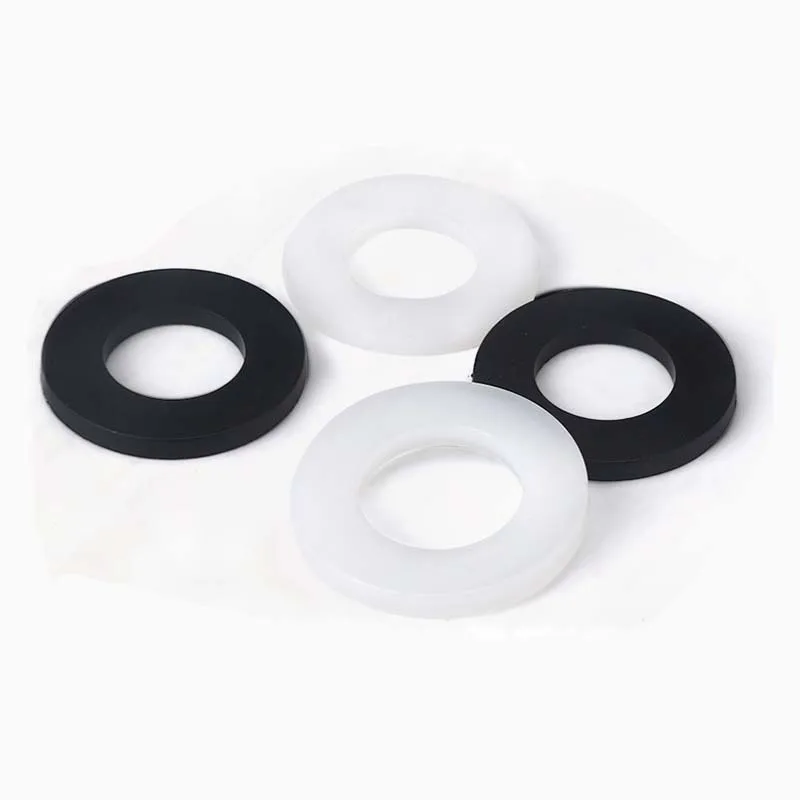 100pcs White Black Plastic Nylon Flat Washer Plain Plane Spacer Insulation Gasket Ring For Screws M2 M2.5 M3 M4 M5 M6 M8 M10 M12