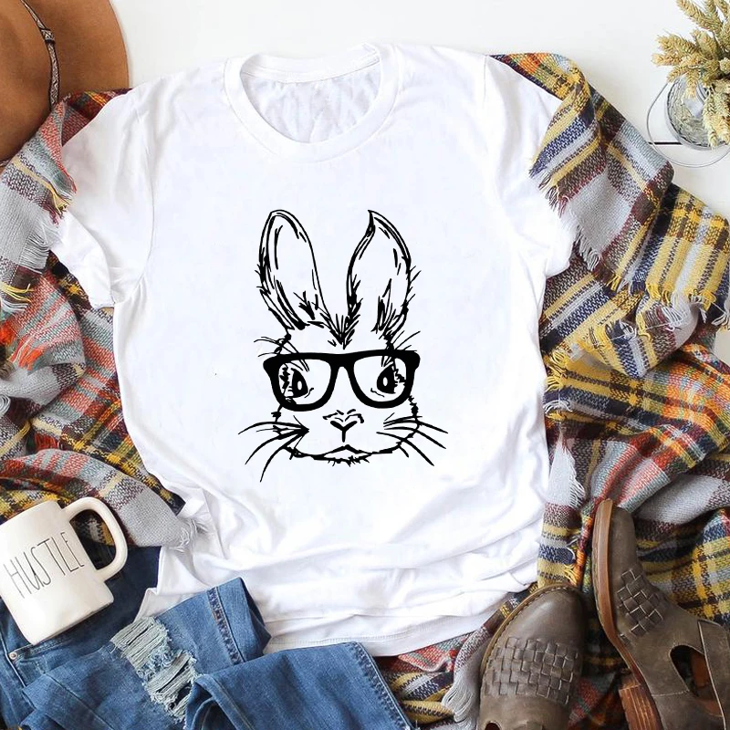 

Cute Easter Hipster Bunny Witch Glasses T-shirt Funny Women Christian Holiday Gift Tshirt Kawaii Hoppy Easter Graphic Tees Tops