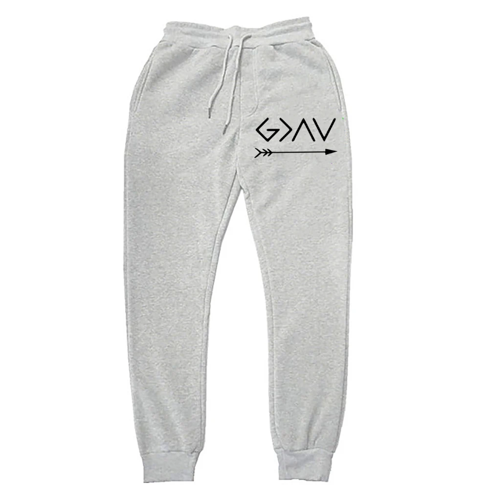 

God Is Greater Than The High and The Lows Sweatpants Christian Print Fleece Trousers Unisex Hip Hop Streetwear Jogging Pants