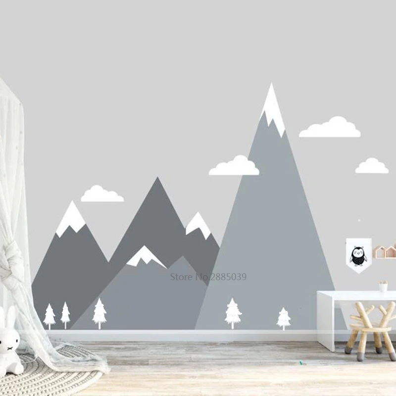 Woodland Adventure Mountain Wall Sticker Decal Personalized Removable Vinyl Headboard Decor Mural BA992