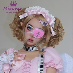 Harajuku Y2k Girls Sweet Pink Cross Lace Eyepatch Japanese Lolita Cosplay Accessory