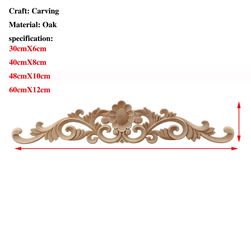 RUNBAZEF Unpainted Wood Carved Decal Corner Applique Frame for Home Furniture Wall Cabinet Door Decorative Crafts
