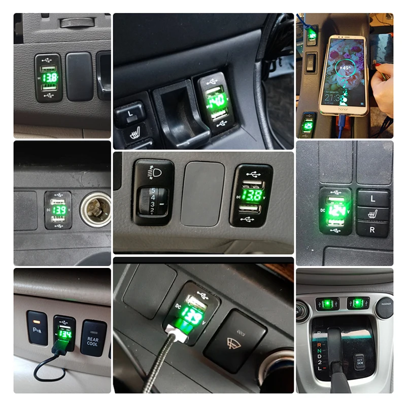 car accesorios coche interior auto jazz fast car charger 12V-24V dual usb port 4.2A voltmeter mobile phone power adapter